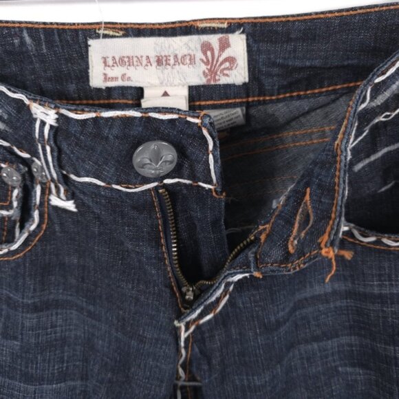 LAGUNA BEACH Women Jeans Embroidered Straight Flare USA MADE ND1010P Y2K Size 27 - Picture 9 of 13